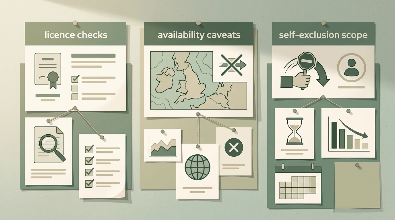 Lucky Mister Casino UK regulatory evidence board: UKGC checks, availability caveats and self-exclusion scope